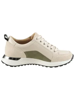 Leren sneakers beige/kaki