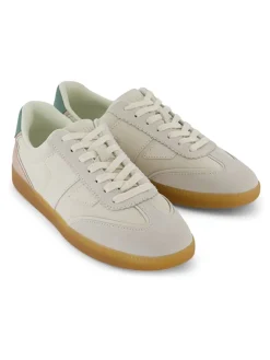 Leren sneakers crème/lichtroze/groen