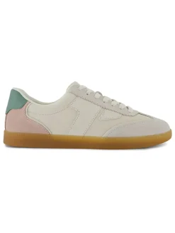 Leren sneakers crème/lichtroze/groen