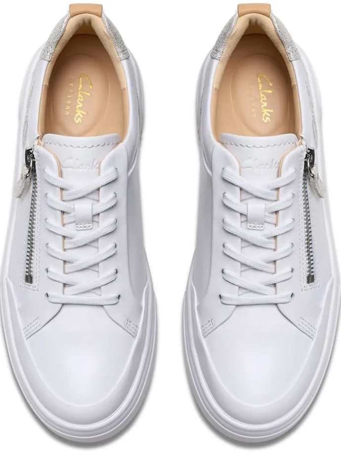 Leren sneakers "Hollyhock Zip" wit/zilverkleurig