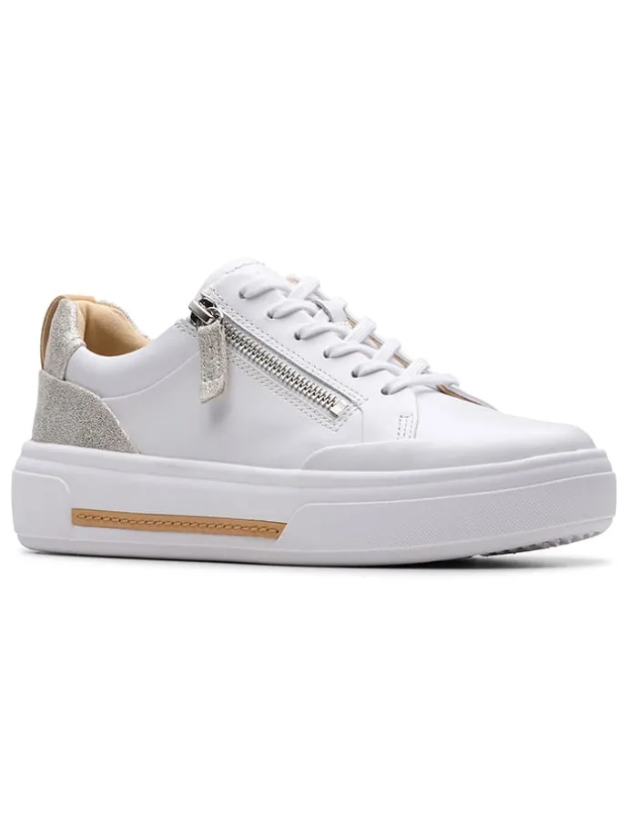 Leren sneakers "Hollyhock Zip" wit/zilverkleurig