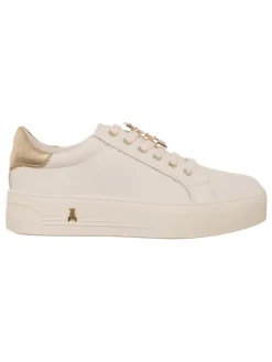 Leren sneakers wit/goudkleurig