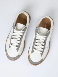 Leren sneakers wit/grijs