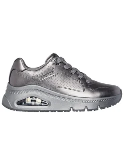 Leren sneakers zilverkleurig