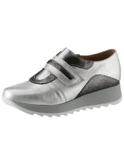 Leren sneakers zilverkleurig