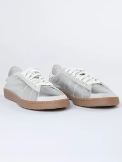 Leren sneakers zilverkleurig