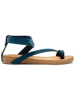 Leren teensandalen donkerblauw