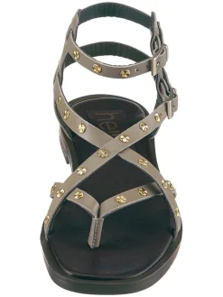 Leren teensandalen kaki