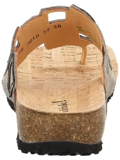 Leren teenslippers beige