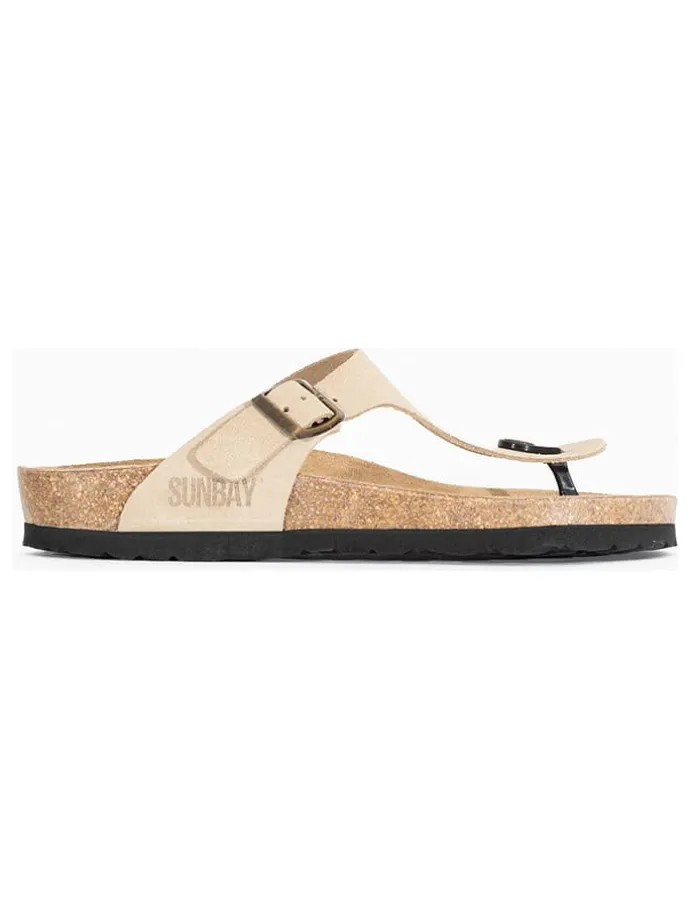 Leren teenslippers "Camelia" beige