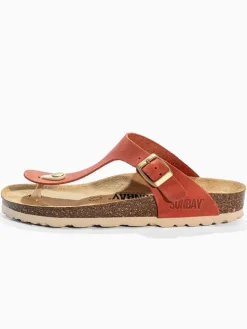 Leren teenslippers "Camelia" oranje