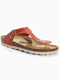 Leren teenslippers 