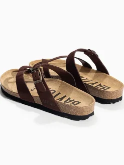Leren teenslippers "Diane" bruin