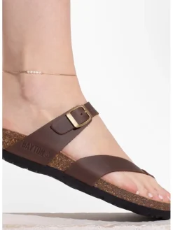 Leren teenslippers "Diane" bruin