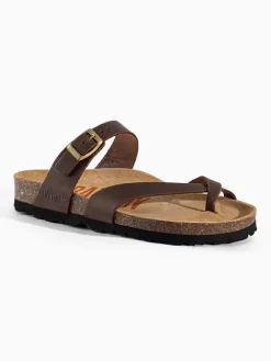 Leren teenslippers "Diane" bruin