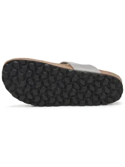 Leren teenslippers grijs
