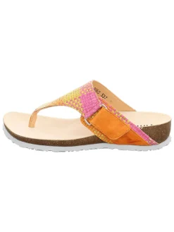 Leren teenslippers "Julia" geel/oranje/roze