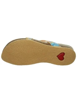 Leren teenslippers "Julia" lichtbruin