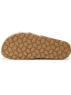 Leren teenslippers lichtbruin