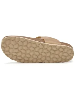 Leren teenslippers lichtbruin