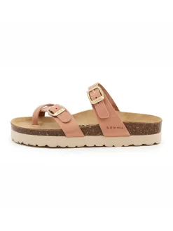 Leren teenslippers lichtroze