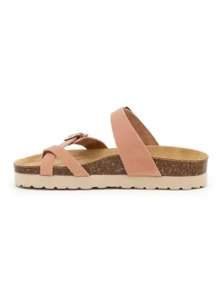 Leren teenslippers lichtroze