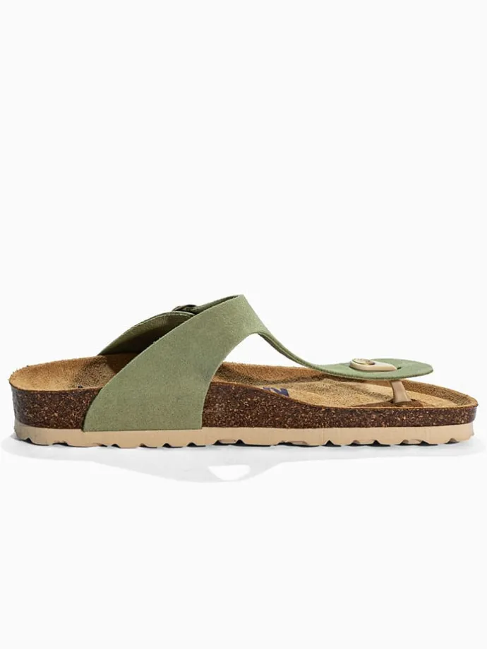 Leren teenslippers "Mercure" lichtgroen