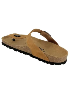 Leren teenslippers "Mercure" lichtbruin