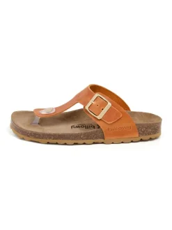 Leren teenslippers oranje