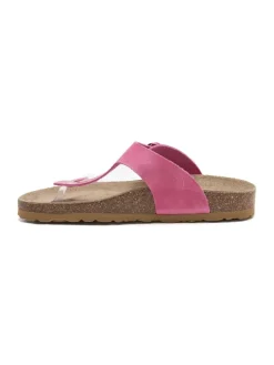 Leren teenslippers roze