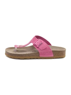 Leren teenslippers roze