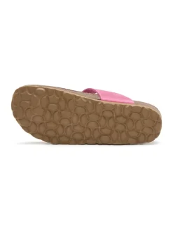 Leren teenslippers roze