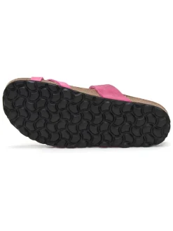 Leren teenslippers roze