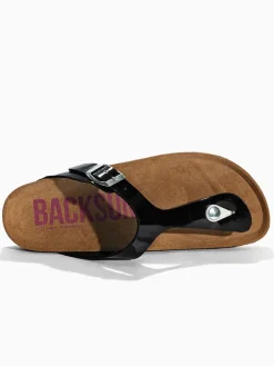 Leren teenslippers "Singapore" zwart