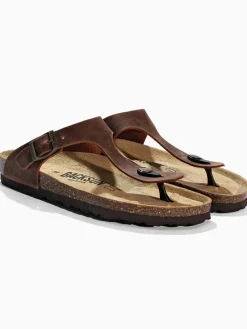 Leren teenslippers "Singapore" bruin