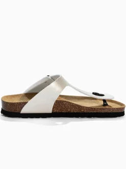 Leren teenslippers "Singapore" crème