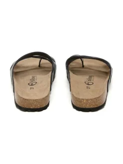 Leren teenslippers zwart