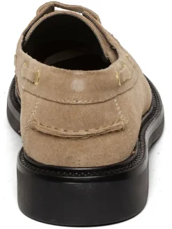 Leren veterschoenen beige