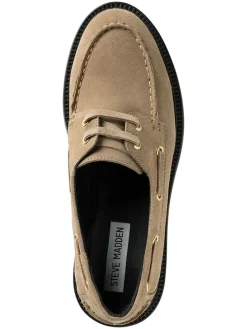 Leren veterschoenen beige