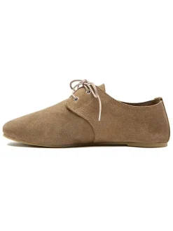 Leren veterschoenen beige/grijs