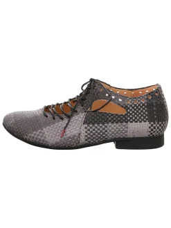 Leren veterschoenen grijs