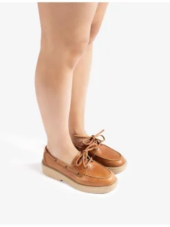 Leren veterschoenen lichtbruin