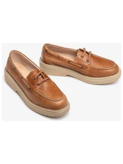 Leren veterschoenen lichtbruin