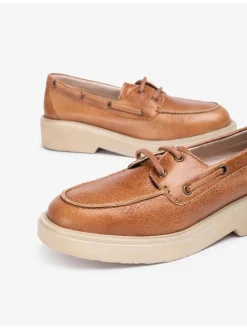 Leren veterschoenen lichtbruin