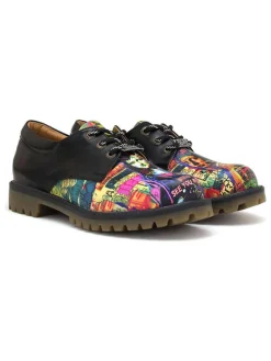 Leren veterschoenen zwart/meerkleurig