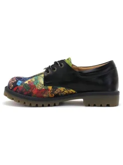 Leren veterschoenen zwart/meerkleurig
