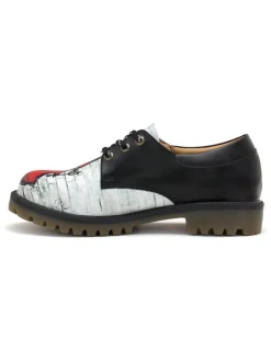 Leren veterschoenen zwart/wit/rood