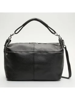 Leren weekendtas "Jax" zwart - (B)60 x (H)34 x (D)14 cm