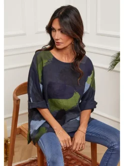 Linnen blouse donkerblauw