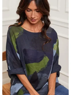 Linnen blouse donkerblauw